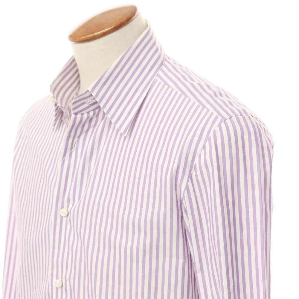 [Used] Luigi Borrelli Cotton Striped Regular Collar Dress Shirt White x Purple [Size 39] [PUP] [S/S/A/W] [Condition Rank C] [Men&