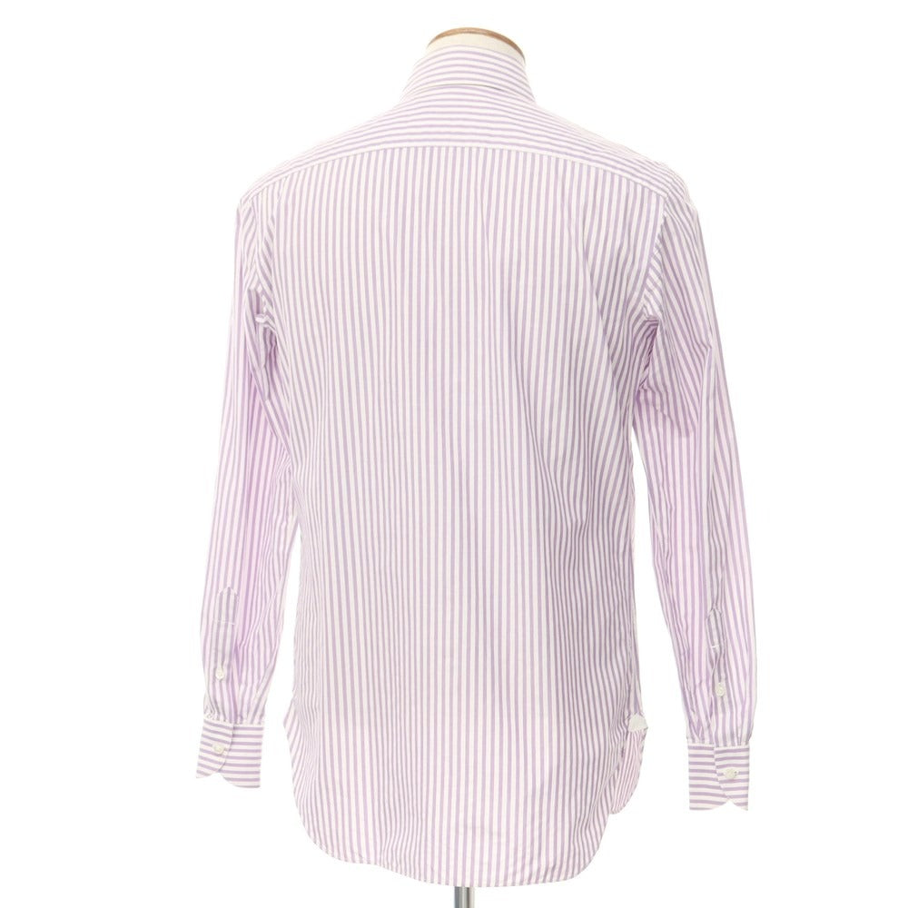 [Used] Luigi Borrelli Cotton Striped Regular Collar Dress Shirt White x Purple [Size 39] [PUP] [S/S/A/W] [Condition Rank C] [Men&