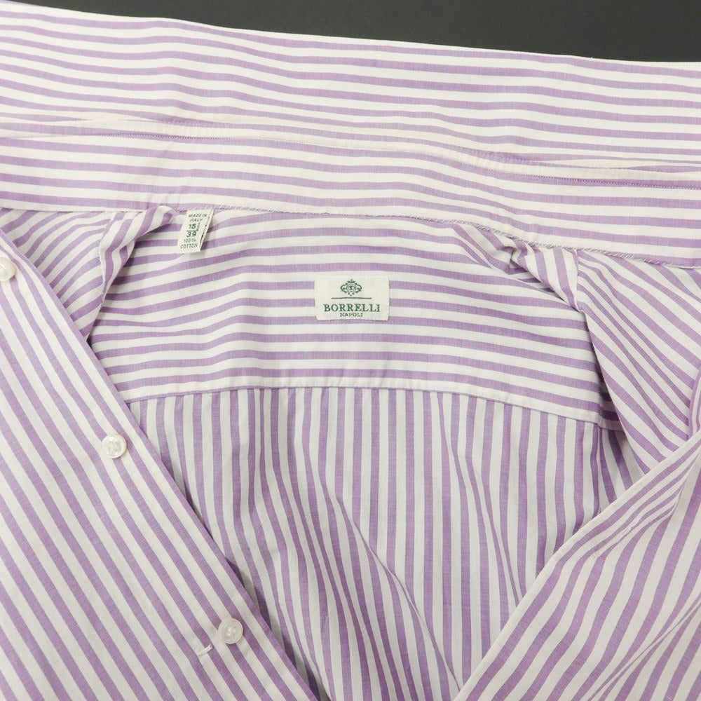 [Used] Luigi Borrelli Cotton Striped Regular Collar Dress Shirt White x Purple [Size 39] [PUP] [S/S/A/W] [Condition Rank C] [Men&