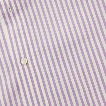 [Used] Luigi Borrelli Cotton Striped Regular Collar Dress Shirt White x Purple [Size 39] [PUP] [S/S/A/W] [Condition Rank C] [Men&