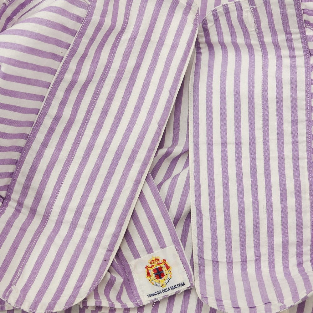 [Used] Luigi Borrelli Cotton Striped Regular Collar Dress Shirt White x Purple [Size 39] [PUP] [S/S/A/W] [Condition Rank C] [Men&