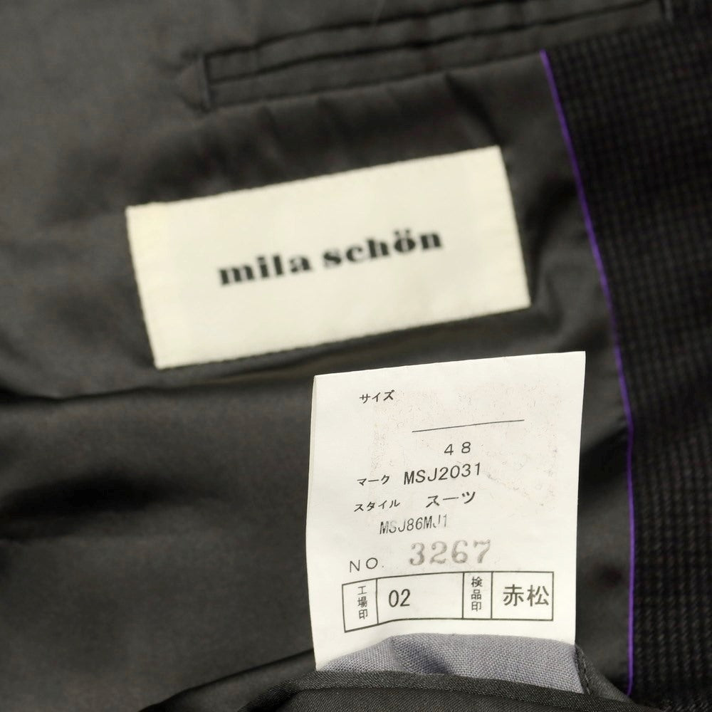 [Used] Mila Schon wool silk check 2 button suit dark grey x black [48] [Condition Rank C] [Men&