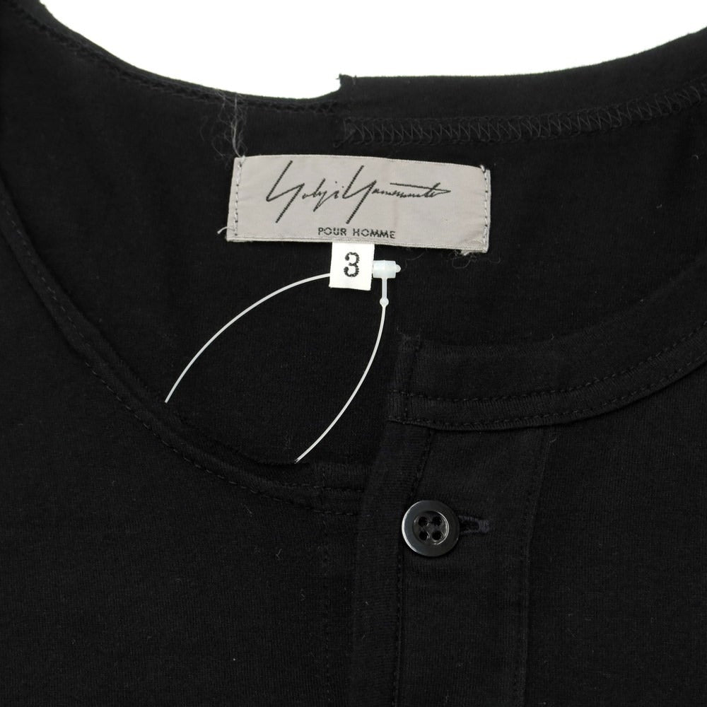 [Used] Yohji Yamamoto POUR HOMME Cotton Long Sleeve Henley T-Shirt Black [Size 3] [BLK] [S/S/A/W] [Condition Rank B] ​​[Men&