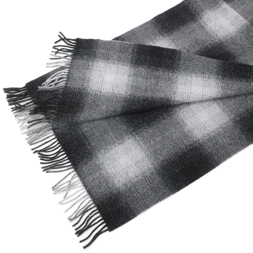 [Used] Joshua Ellis Cashmere Check Large Scarf Gray x Black [GRY] [A/W] [Condition Rank A] [Men&