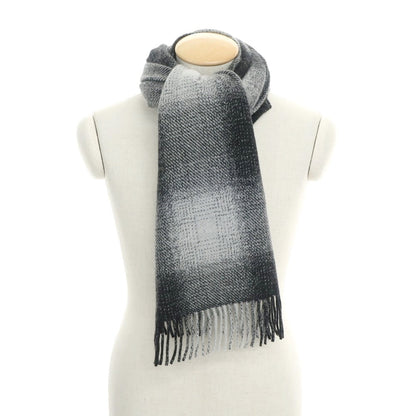 [Used] Joshua Ellis Cashmere Check Large Scarf Gray x Black [GRY] [A/W] [Condition Rank A] [Men&