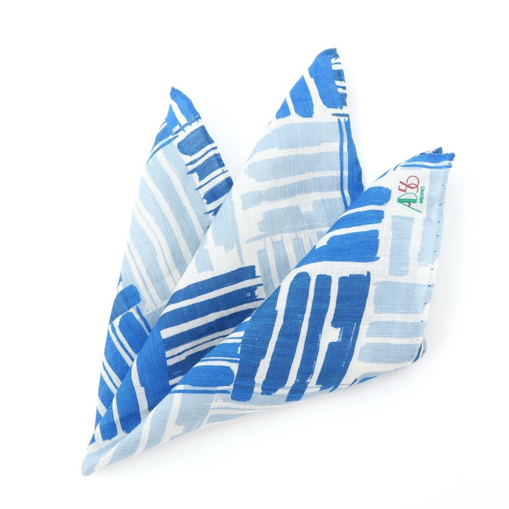 [Used] AD&amp;amp;C 1956 Silk Linen Pocket Square Blue x White [BLU] [S/S/A/W] [Condition Rank B] ​​[Men&
