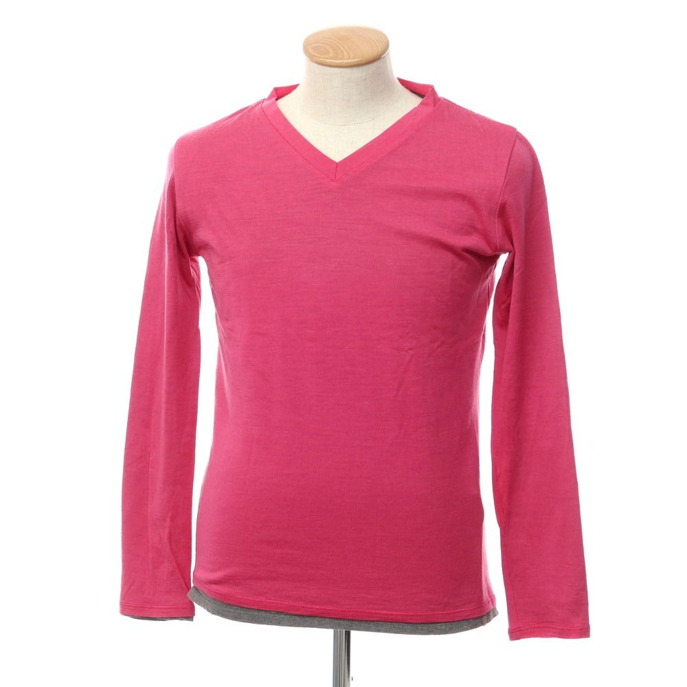 【中古】デザインワークス DESIGNWORKS ハイゲージウール Vネックニット ピンクxグレー【サイズ44】【PNK】【A/W】【状態ランクB】【メンズ】【768876】