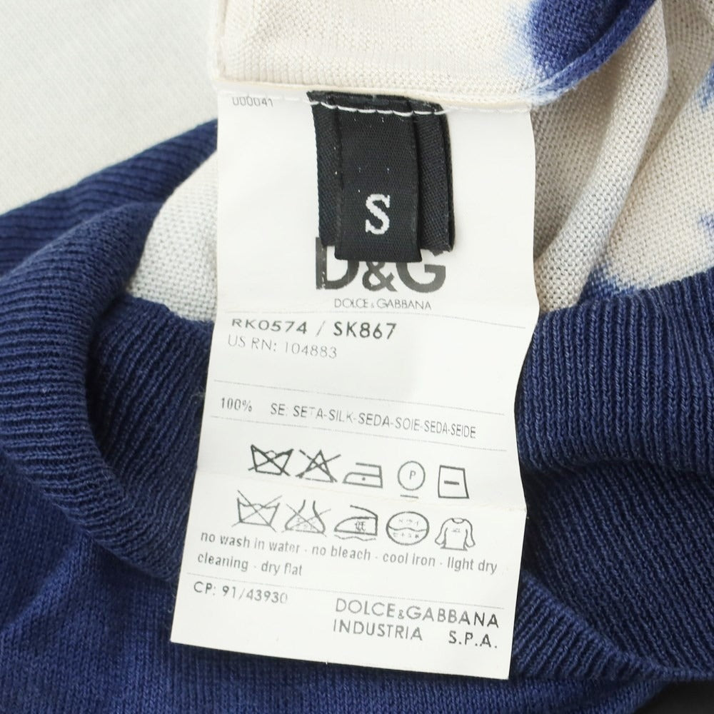 [Used] D&amp;amp;G Silk Crew Neck Pullover Knit Blue x White [Size S] [BLU] [S/S] [Condition Rank C] [Men&