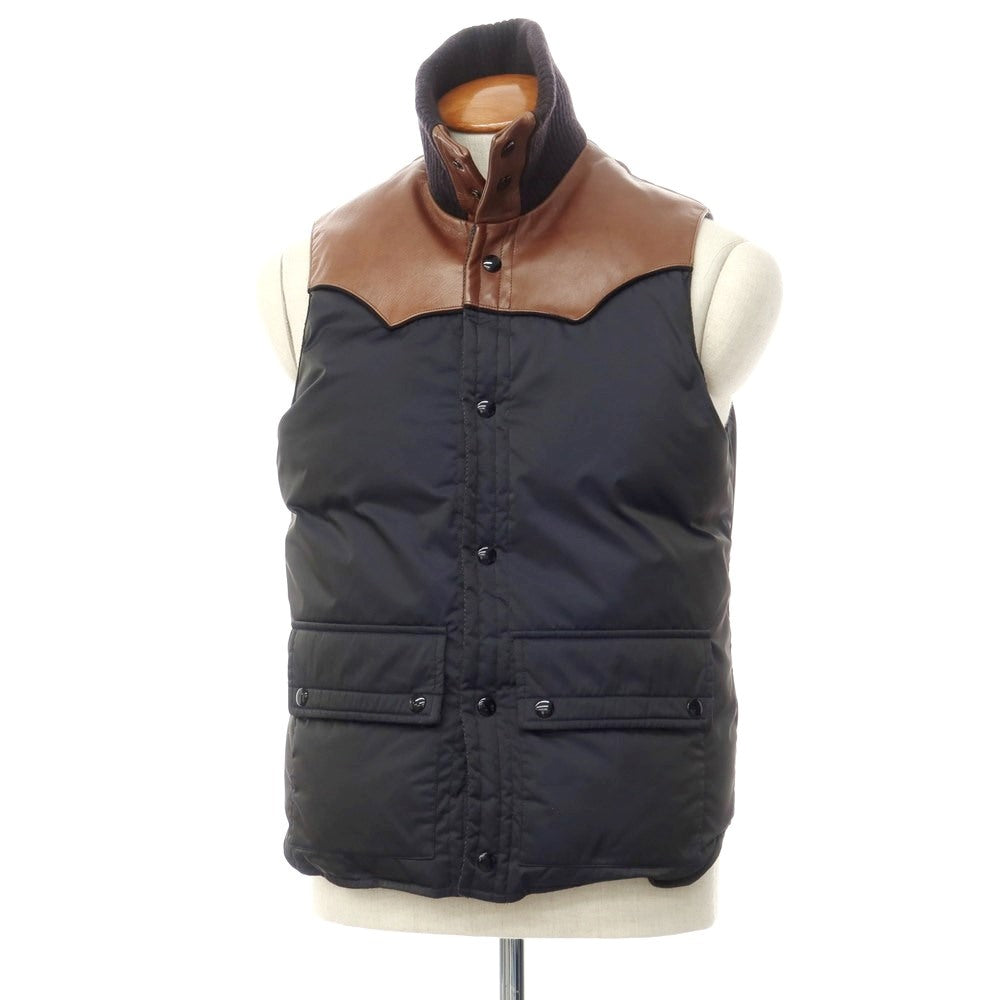 [Used] Slogan SLOW◎GUN polyester leather down vest black navy x brown [size 3] [NVY] [A/W] [Condition rank B] ​​[Men&