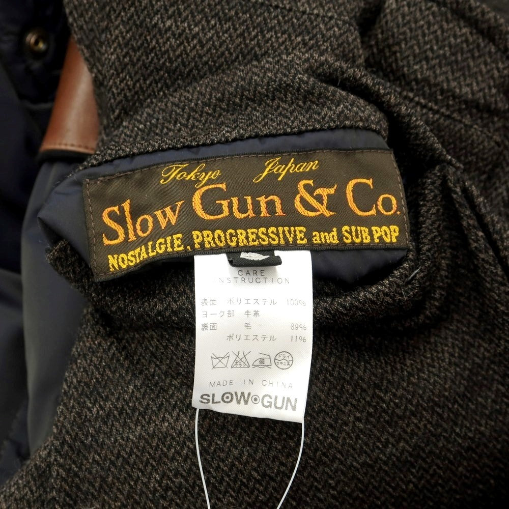 [Used] Slogan SLOW◎GUN polyester leather down vest black navy x brown [size 3] [NVY] [A/W] [Condition rank B] ​​[Men&