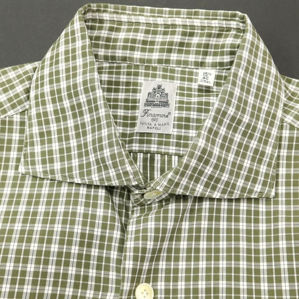 [Used] Finamore Cotton Horizontal Collar Casual Shirt Olive x White [Size 40] [GRN] [S/S/A/W] [Condition Rank B] ​​[Men&