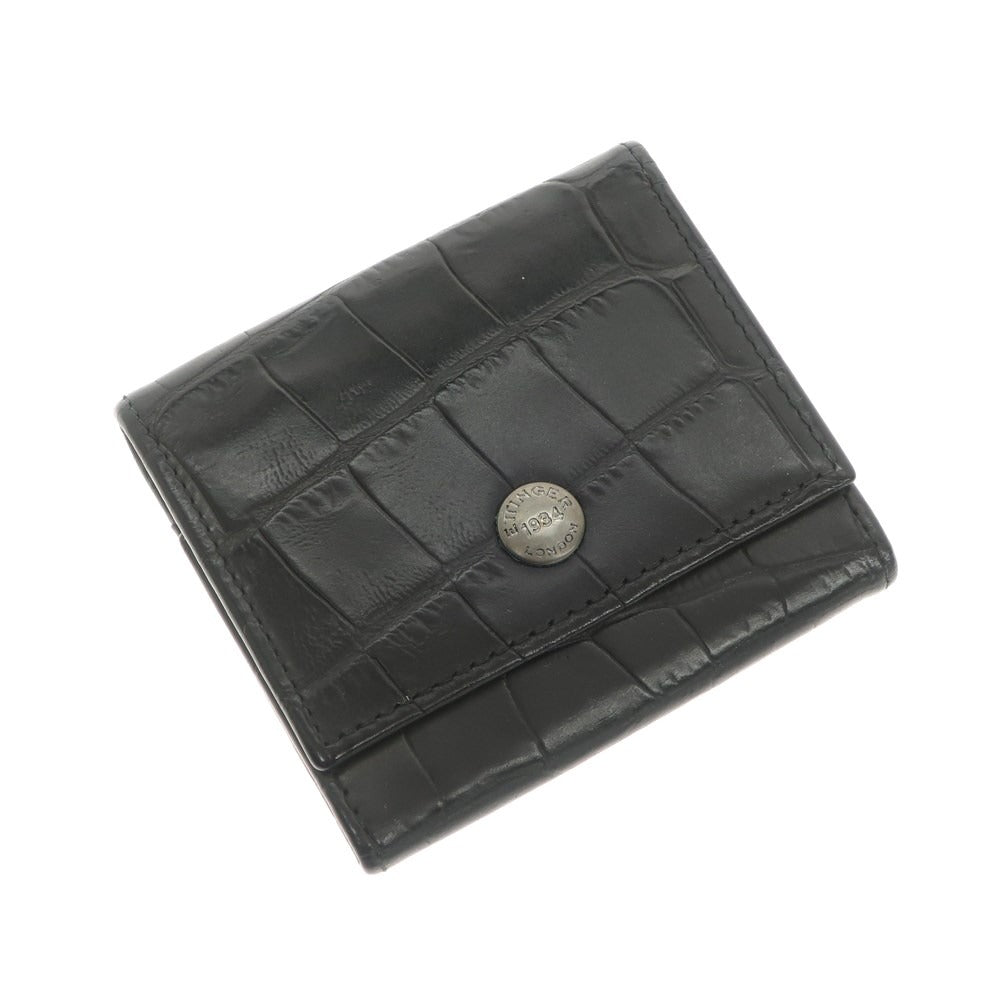 [Used] Ettinger Crocodile-embossed leather coin case in black [BLK] [S/S/A/W] [Condition: C] [Men&