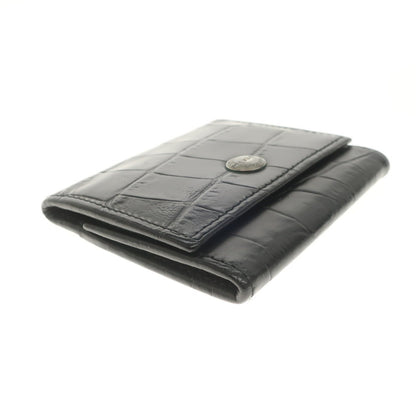 [Used] Ettinger Crocodile-embossed leather coin case in black [BLK] [S/S/A/W] [Condition: C] [Men&