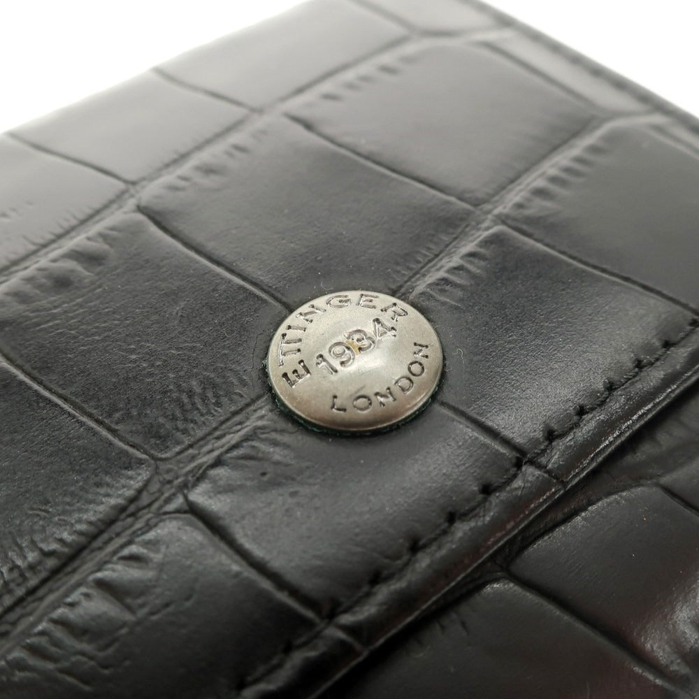 [Used] Ettinger Crocodile-embossed leather coin case in black [BLK] [S/S/A/W] [Condition: C] [Men&