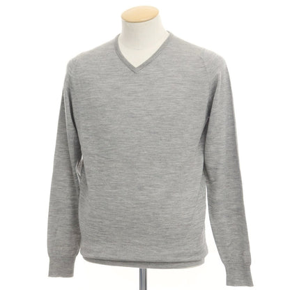 [Used] John Smedley Wool V-neck pullover knit, light grey [Size S] [GRY] [A/W] [Condition Rank C] [Men&