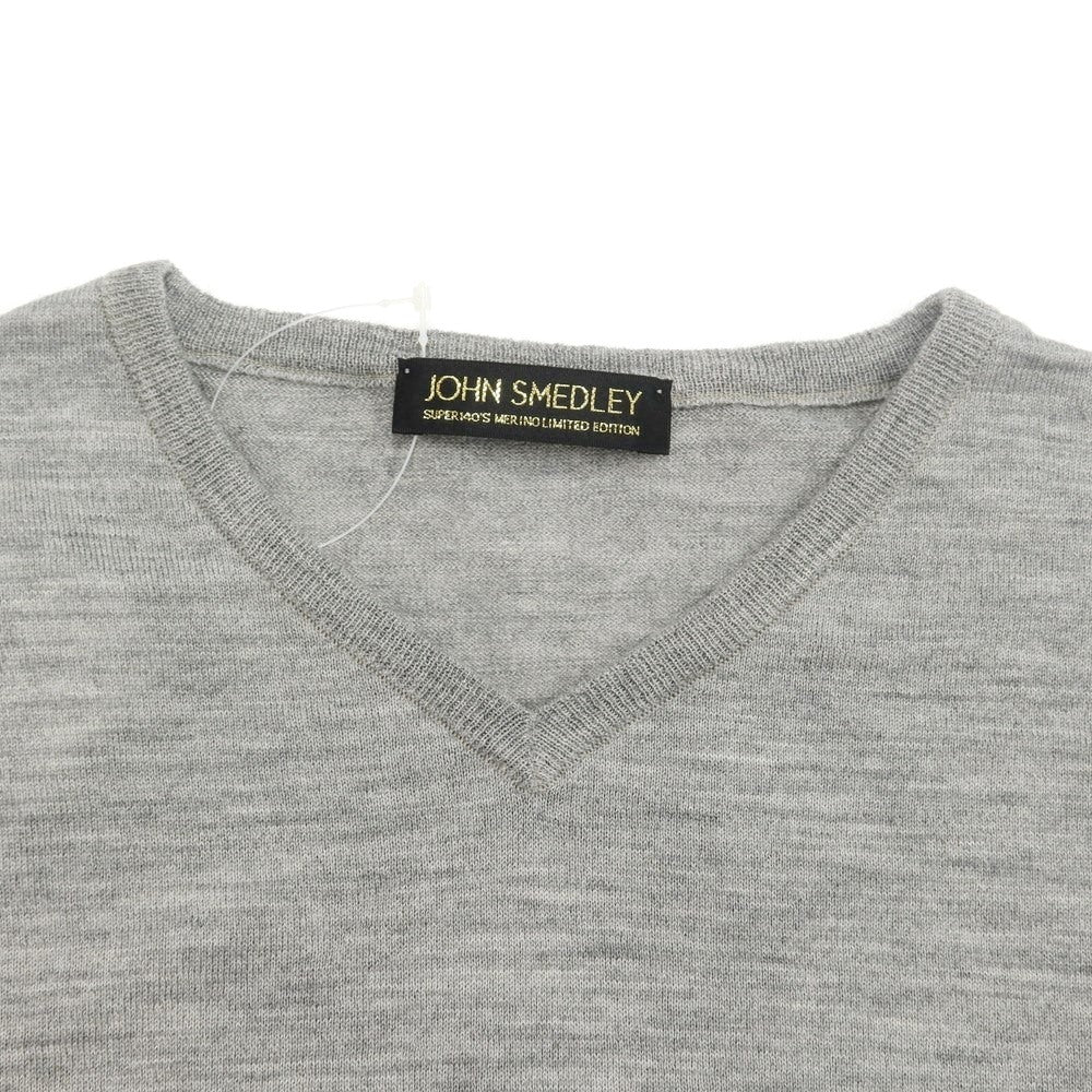 [Used] John Smedley Wool V-neck pullover knit, light grey [Size S] [GRY] [A/W] [Condition Rank C] [Men&