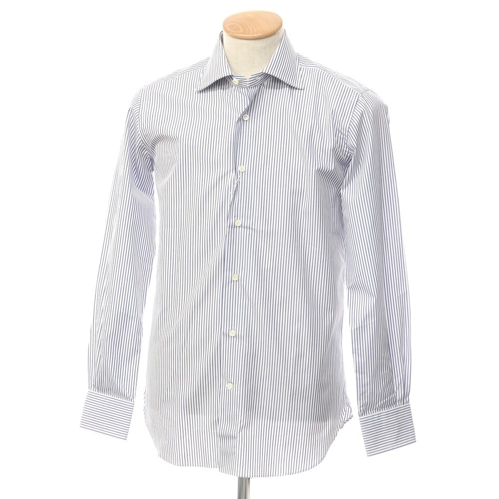 [Used] [Unused] ORIAN Cotton Stripe Wide Collar Dress Shirt White x Light Navy [Size 37] [WHT] [S/S/A/W] [Condition Rank S] [Men&