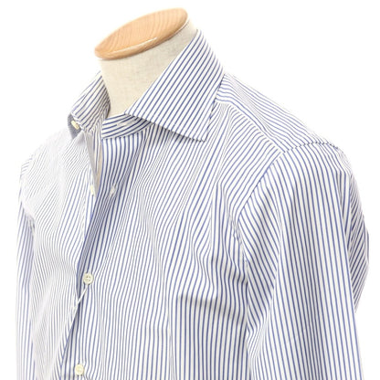 [Used] [Unused] ORIAN Cotton Stripe Wide Collar Dress Shirt White x Light Navy [Size 37] [WHT] [S/S/A/W] [Condition Rank S] [Men&