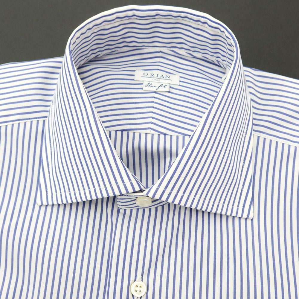 [Used] [Unused] ORIAN Cotton Stripe Wide Collar Dress Shirt White x Light Navy [Size 37] [WHT] [S/S/A/W] [Condition Rank S] [Men&