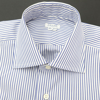 [Used] [Unused] ORIAN Cotton Stripe Wide Collar Dress Shirt White x Light Navy [Size 37] [WHT] [S/S/A/W] [Condition Rank S] [Men&
