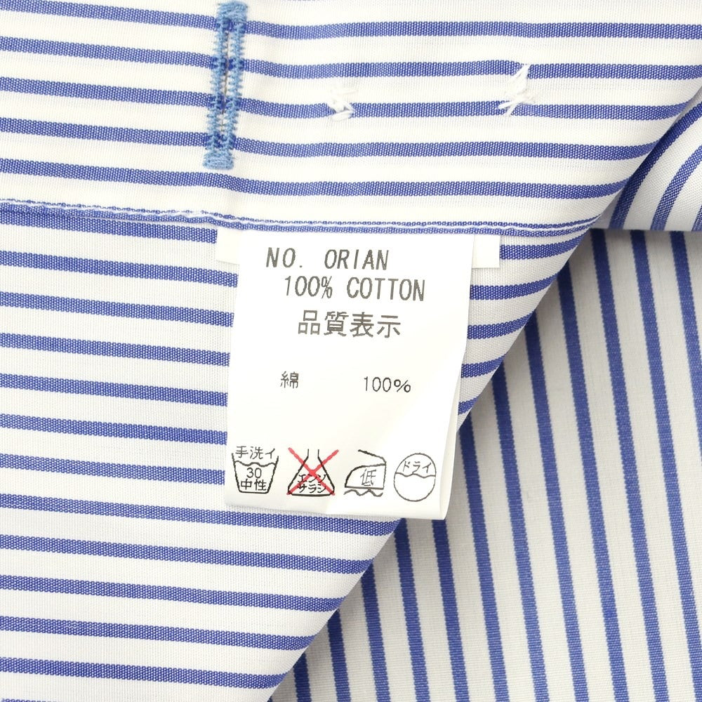 [Used] [Unused] ORIAN Cotton Stripe Wide Collar Dress Shirt White x Light Navy [Size 37] [WHT] [S/S/A/W] [Condition Rank S] [Men&
