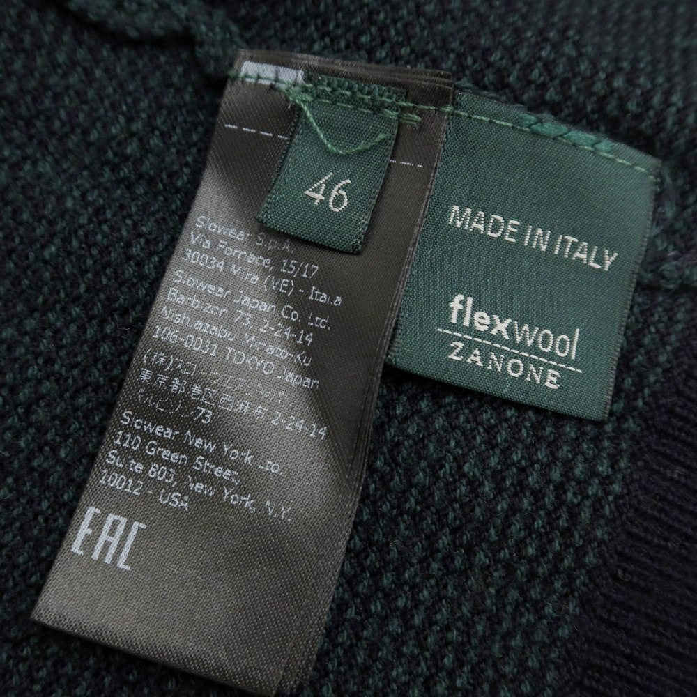 [Used] ZANONE wool knit vest cardigan, green x navy [size 46] [GRN] [A/W] [Condition rank B] ​​[Men&