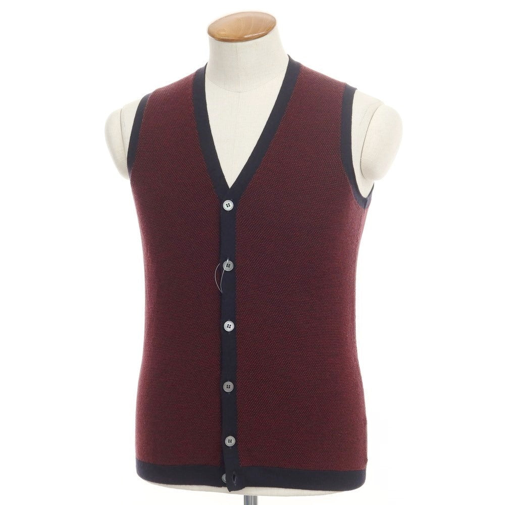 [Used] ZANONE wool knit vest cardigan, maroon x navy [size 46] [RED] [A/W] [Condition rank B] ​​[Men&