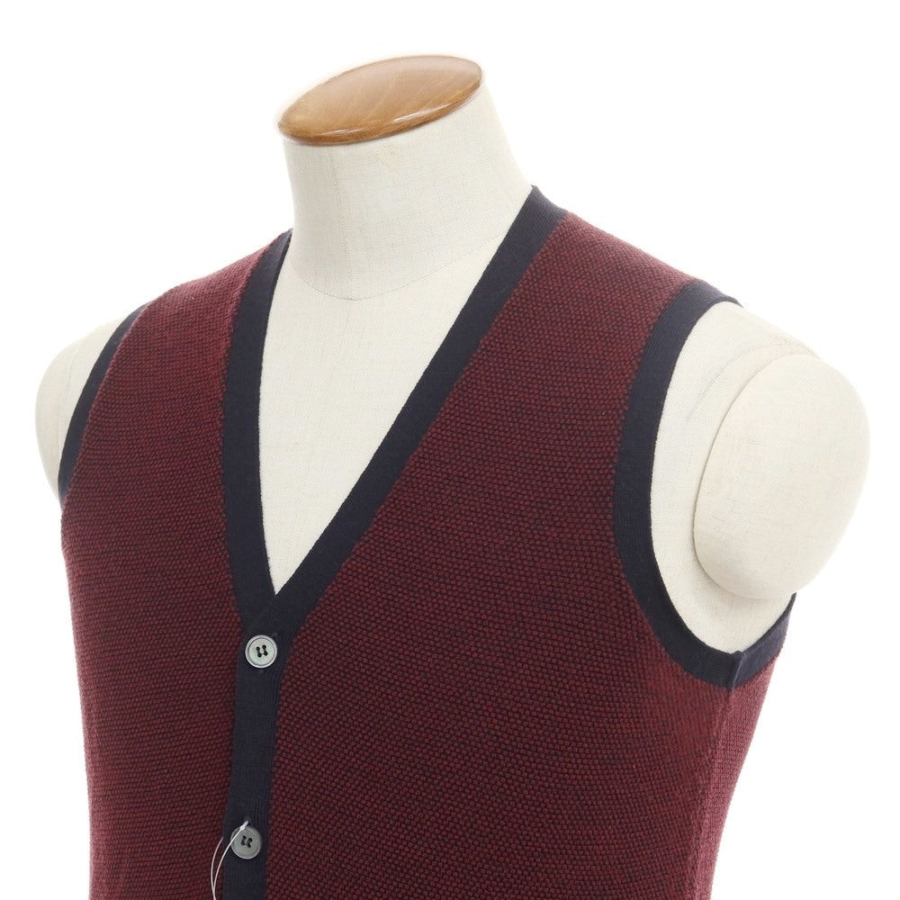 [Used] ZANONE wool knit vest cardigan, maroon x navy [size 46] [RED] [A/W] [Condition rank B] ​​[Men&