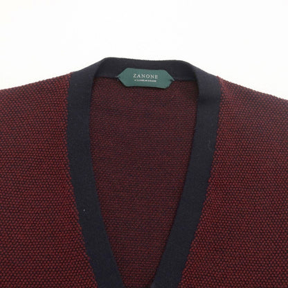 [Used] ZANONE wool knit vest cardigan, maroon x navy [size 46] [RED] [A/W] [Condition rank B] ​​[Men&