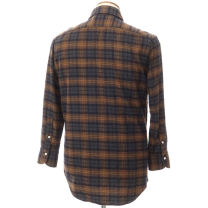 [Used] Finamore Cotton Check Wide Collar Flannel Shirt Brown x Gray [Size 40] [BRW] [S/S/A/W] [Condition Rank B] ​​[Men&