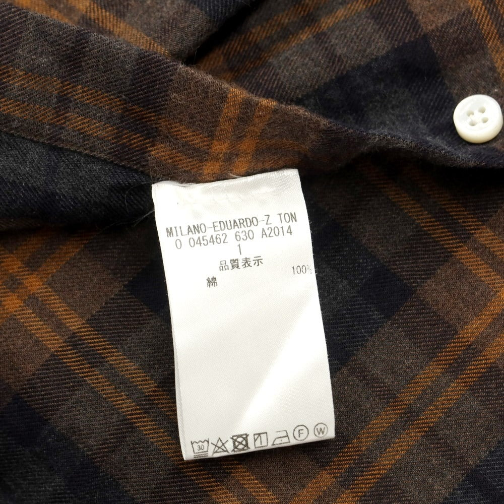 [Used] Finamore Cotton Check Wide Collar Flannel Shirt Brown x Gray [Size 40] [BRW] [S/S/A/W] [Condition Rank B] ​​[Men&