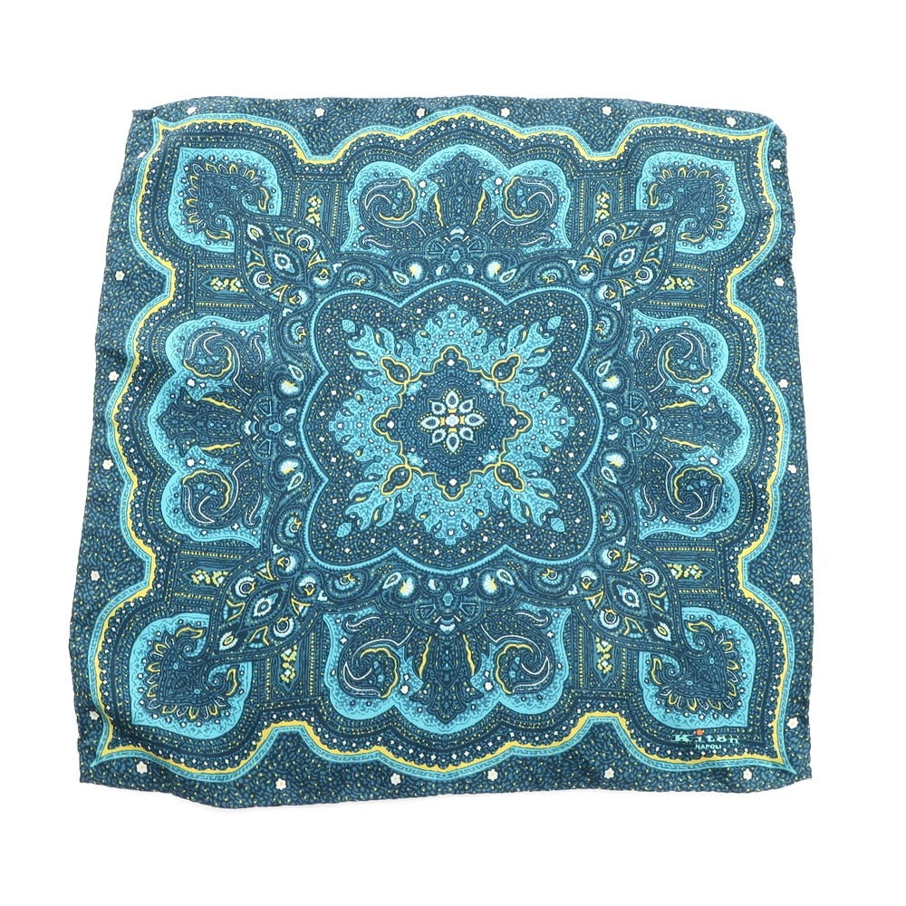【中古】キートン Kiton シルク ペイズリー柄 ポケットチーフ ブルーxイエロー【BLU】【S/S/A/W】【状態ランクA】【メンズ】【768789】