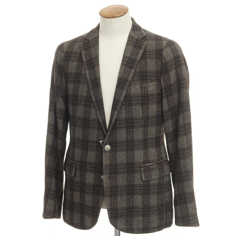 [Used] TAGLIATORE wool cotton check 2B casual jacket gray x black [size 48] [GRY] [A/W] [Condition rank B] ​​[Men&