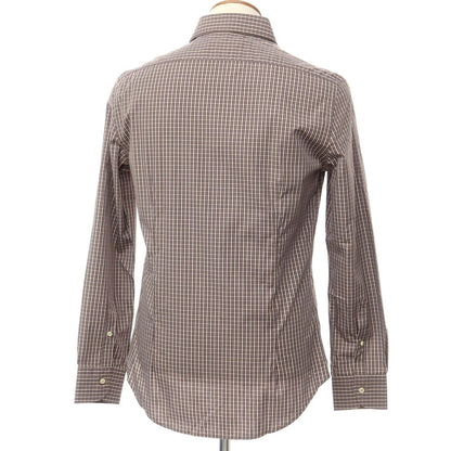 [Used] Bagutta Cotton Check Semi-Wide Collar Casual Shirt Brown x White [Size 39] [BRW] [S/S/A/W] [Condition Rank A] [Men&