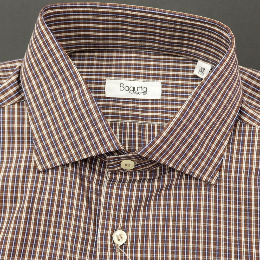 [Used] Bagutta Cotton Check Semi-Wide Collar Casual Shirt Brown x White [Size 39] [BRW] [S/S/A/W] [Condition Rank A] [Men&