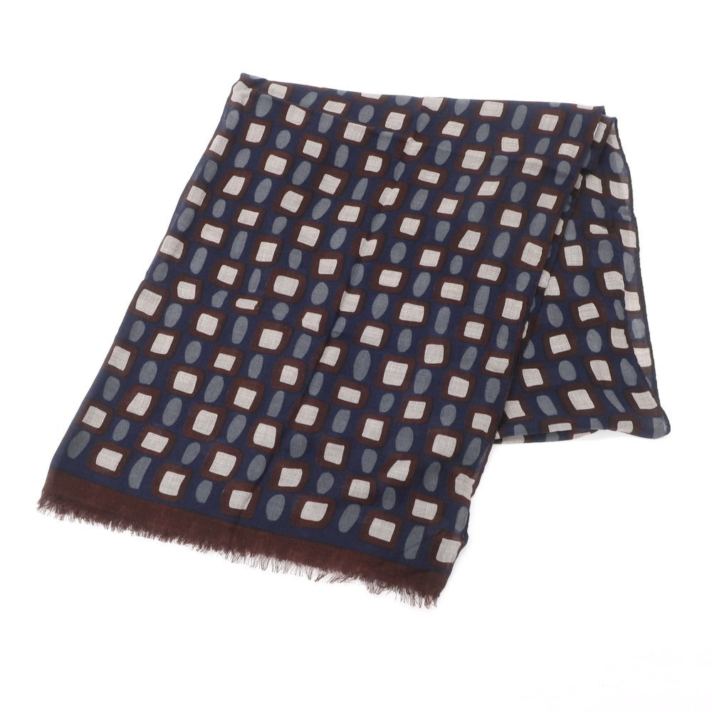 [Used] Altea Rayon Cashmere Print Stole Navy x Brown [NVY] [A/W] [Condition Rank B] ​​[Men&