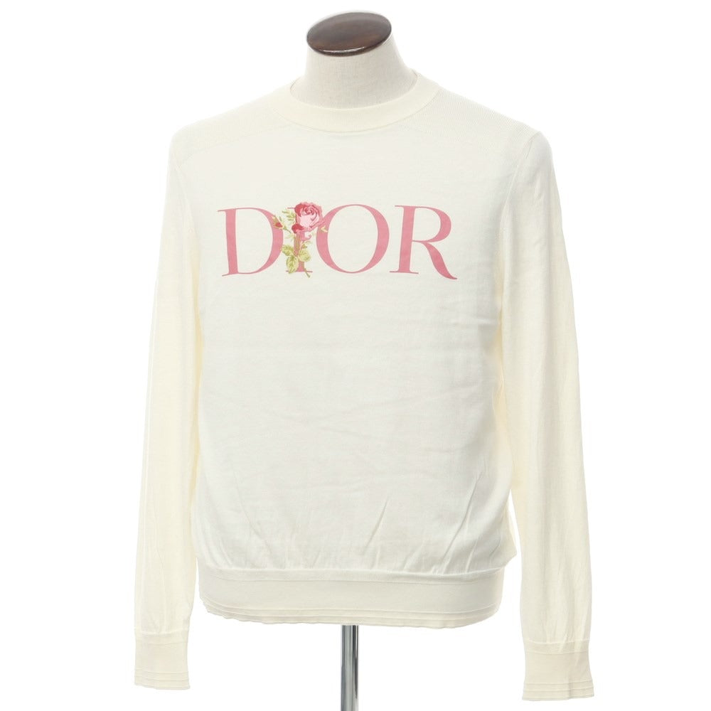 [Used] Dior Silk Cotton Crew Neck Pullover Knit Off White x Pink [Size L] [WHT] [S/S] [Condition Rank C] [Men&