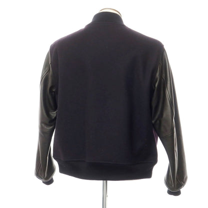 [Used] COMOLI BEAMS special order Melton wool leather varsity jacket, dark navy x black [Size 3] [BLK] [A/W] [Condition Rank B] ​​[Men&
