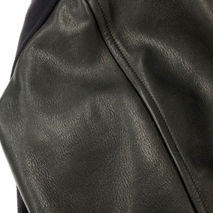 [Used] COMOLI BEAMS special order Melton wool leather varsity jacket, dark navy x black [Size 3] [BLK] [A/W] [Condition Rank B] ​​[Men&