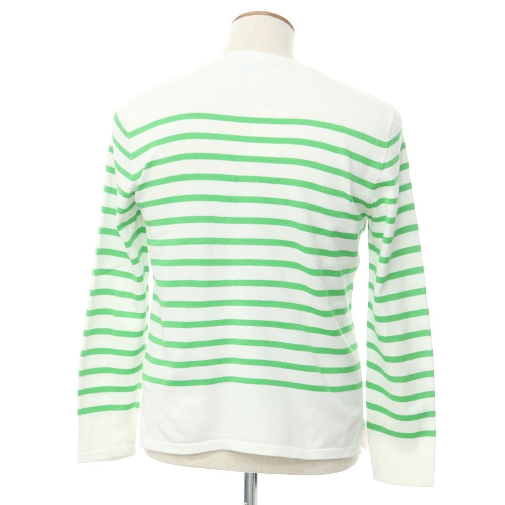 [Used] Letroyes Cotton Border Boat Neck Pullover Knit White x Light Green [Size L] [WHT] [S/S] [Condition Rank B] [Men&