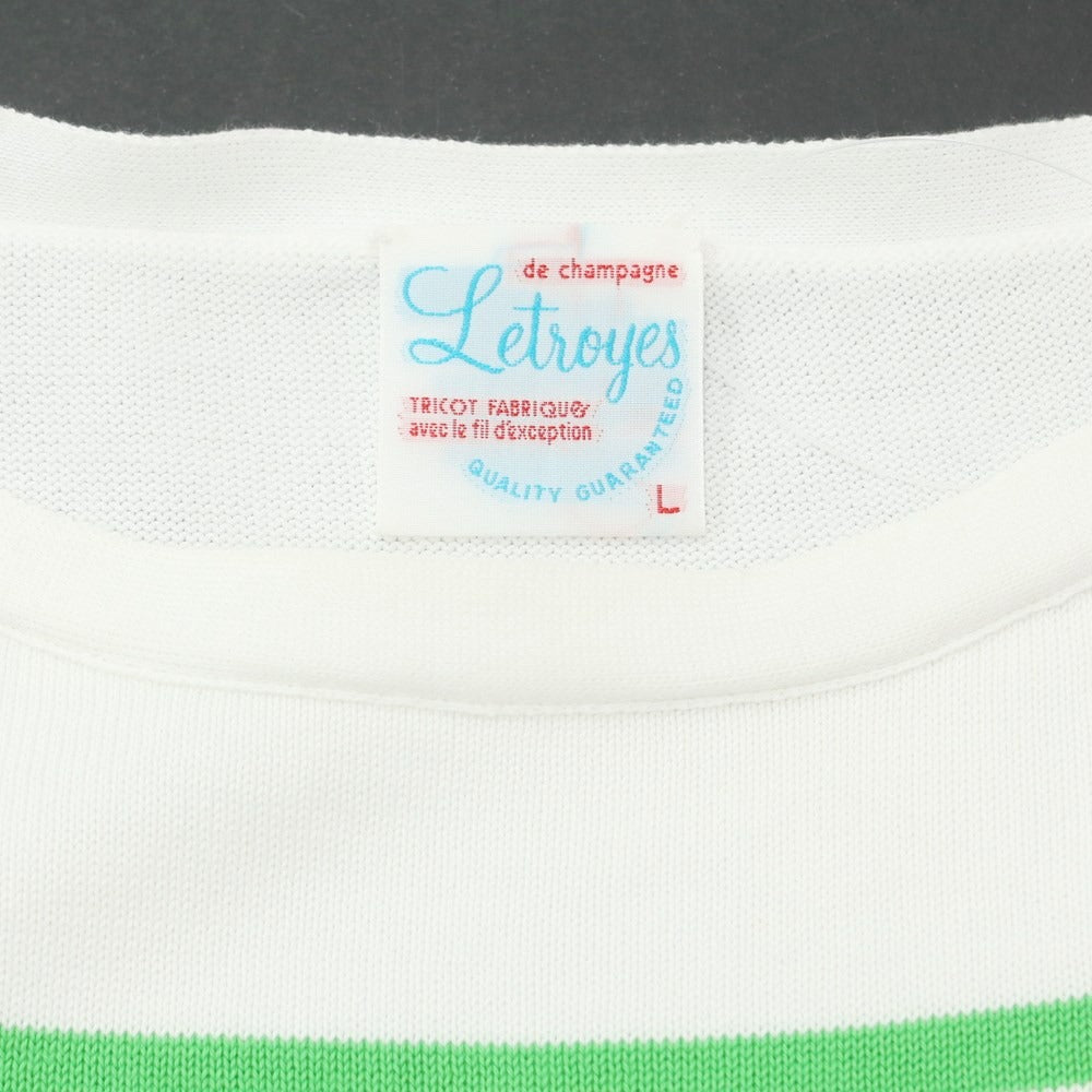 [Used] Letroyes Cotton Border Boat Neck Pullover Knit White x Light Green [Size L] [WHT] [S/S] [Condition Rank B] [Men&