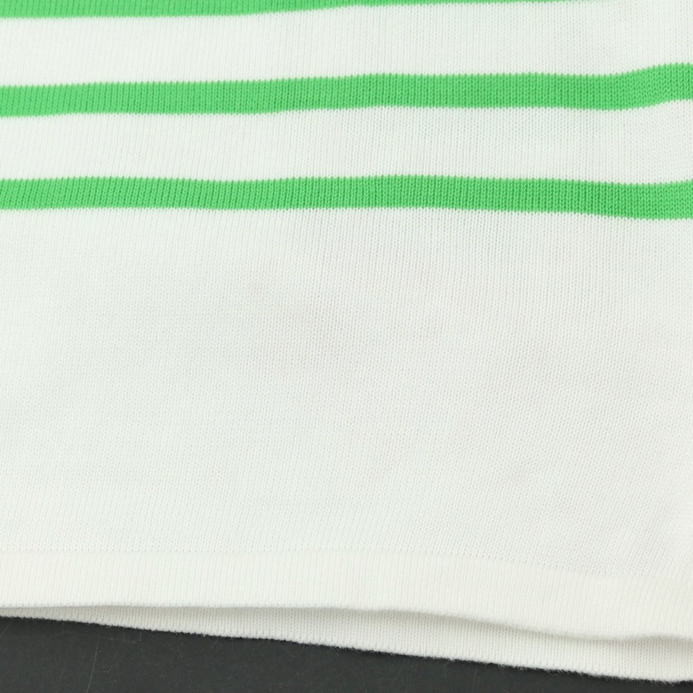 [Used] Letroyes Cotton Border Boat Neck Pullover Knit White x Light Green [Size L] [WHT] [S/S] [Condition Rank B] [Men&