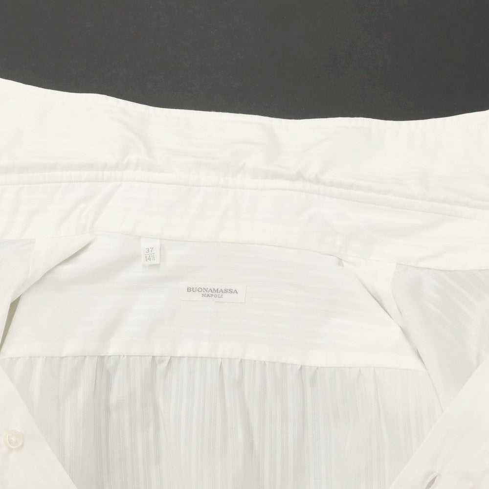 カラーホワイトボナマッサ BUONAMASSA コットン シャドウストライプ ドレスシャツ ホワイト【サイズ37】【メンズ】
