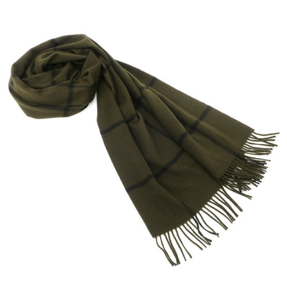 [Used] Joshua Ellis Cashmere Check Large Scarf Olive x Black [GRN] [A/W] [Condition Rank A] [Unisex] [768795]