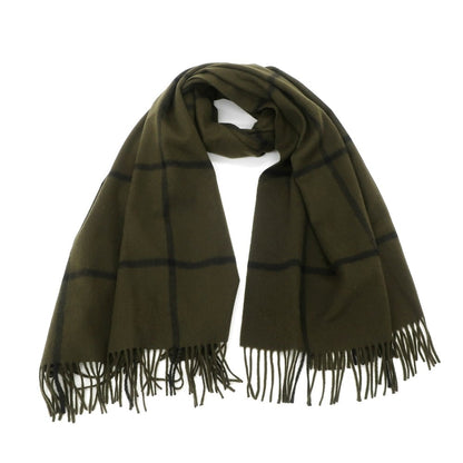 [Used] Joshua Ellis Cashmere Check Large Scarf Olive x Black [GRN] [A/W] [Condition Rank A] [Unisex] [768795]