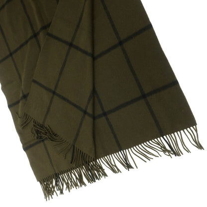[Used] Joshua Ellis Cashmere Check Large Scarf Olive x Black [GRN] [A/W] [Condition Rank A] [Unisex] [768795]