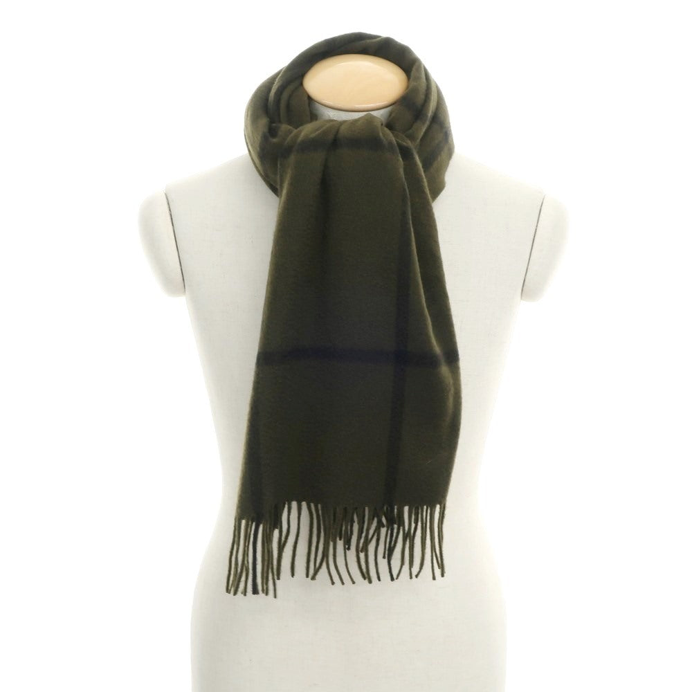 [Used] Joshua Ellis Cashmere Check Large Scarf Olive x Black [GRN] [A/W] [Condition Rank A] [Unisex] [768795]