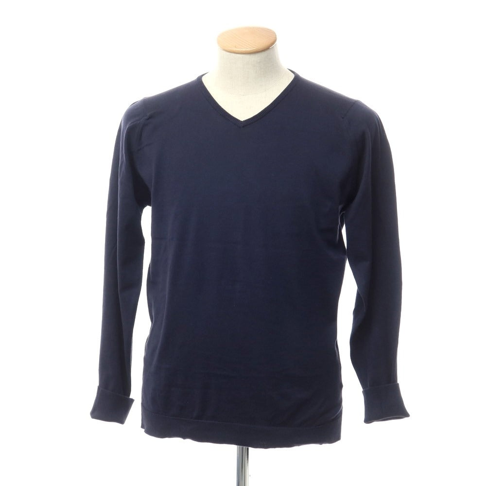 [Used] John Smedley Cotton V-neck pullover knit navy [Size S] [NVY] [S/S] [Condition Rank C] [Men&