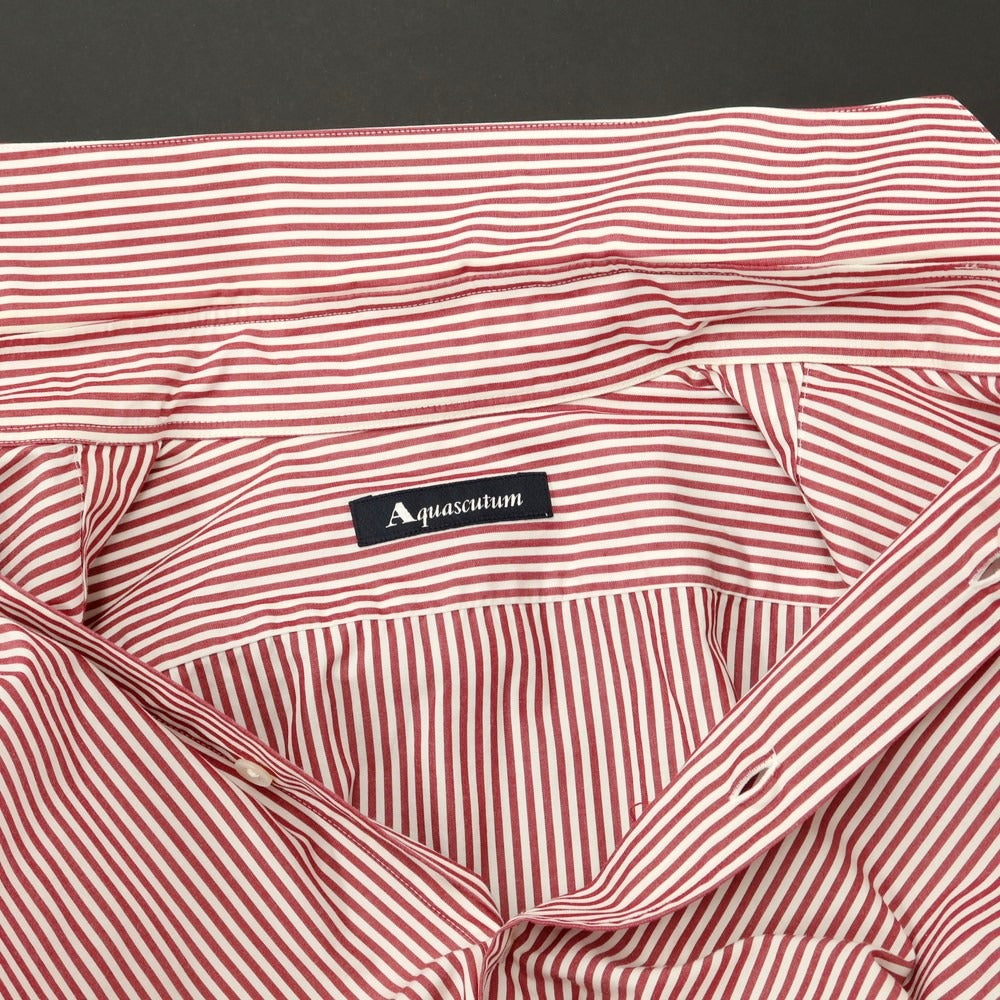 [Used] Aquascutum Striped Dress Shirt White x Dark Red [Size not specified (41st place)] [WHT] [S/S/A/W] [Condition Rank C] [Men&