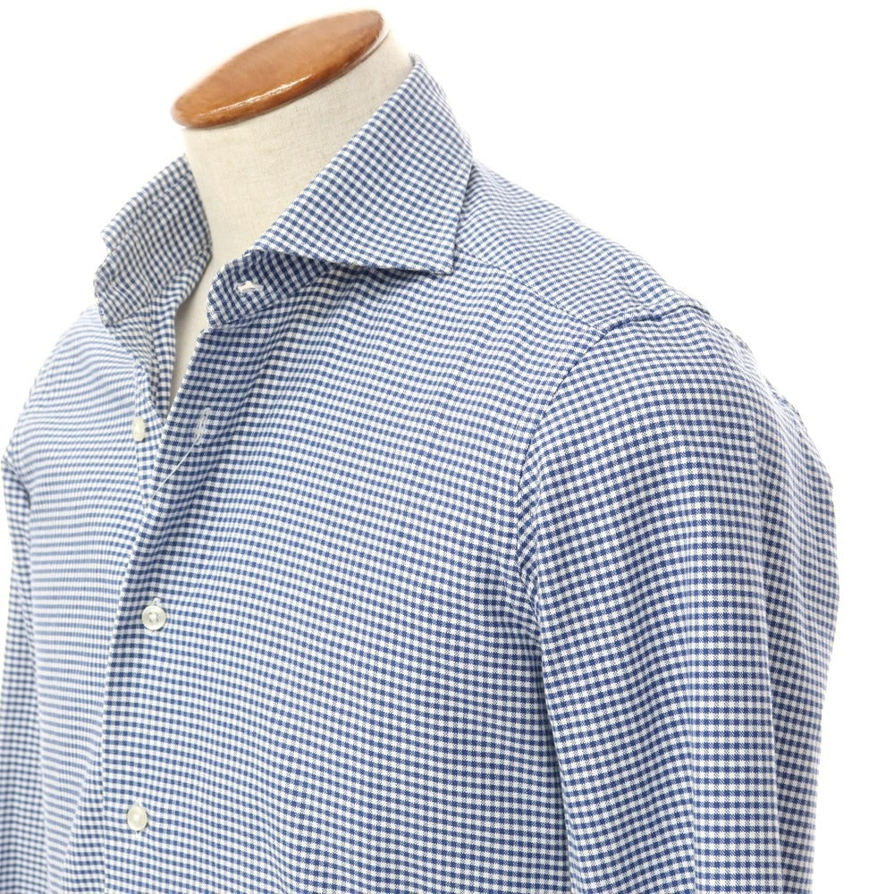 [Used] PIETRO PROVENZALE Oxford cotton check shirt, navy blue x white [Size 39] [NVY] [S/S/A/W] [Condition Rank C] [Men&